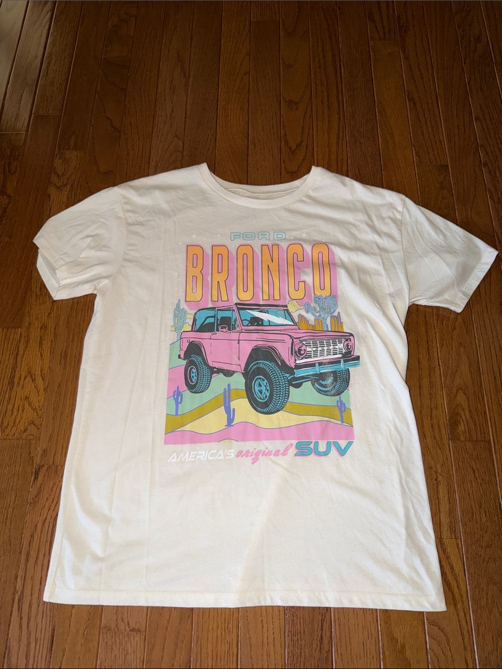 Ford White Tee with Pink Bronco Graphic